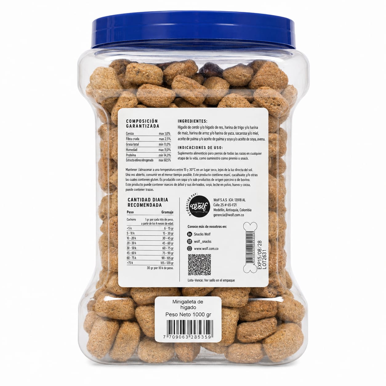 Galletas de Hígado Wolf Mini Chips Snack para Perros 1000 g